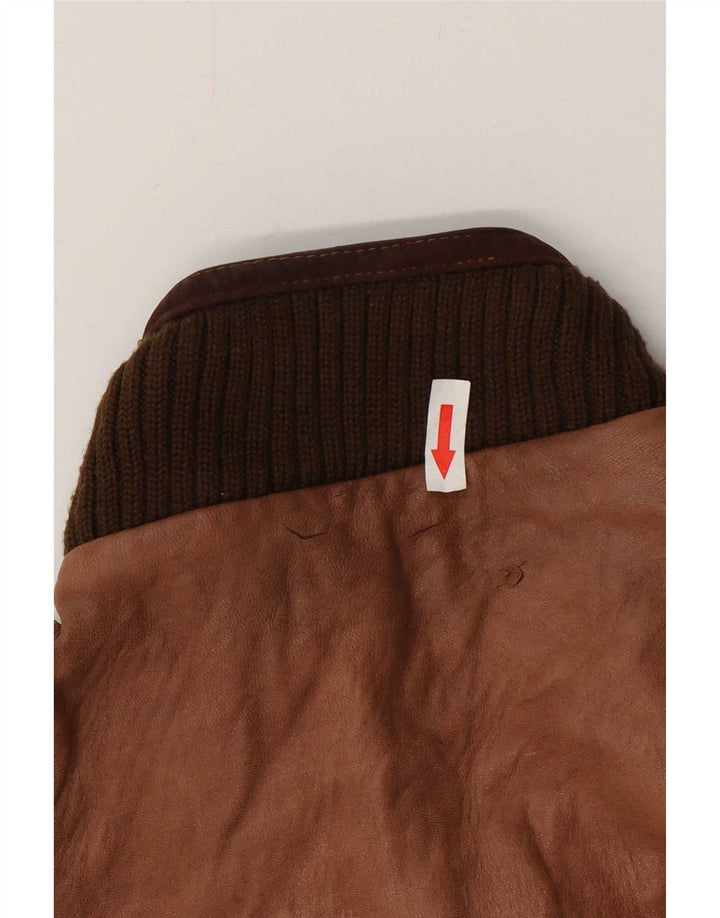Vintage Mens Leather Jacket UK 36 Small Brown