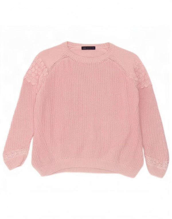 Marks & Spencer Womens Boat Neck Jumper Sweater UK 14 Large Pink Floral