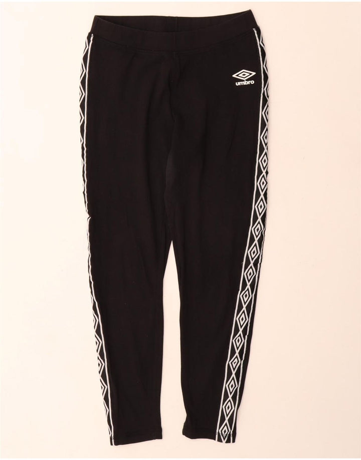 Umbro Womens Graphic Leggings UK 12 Medium  Black Cotton