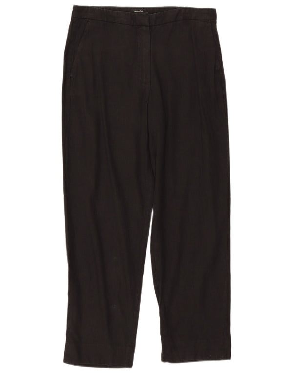Massimo Dutti Womens Chino Trousers EU 38 Small W28 L25 Black Linen