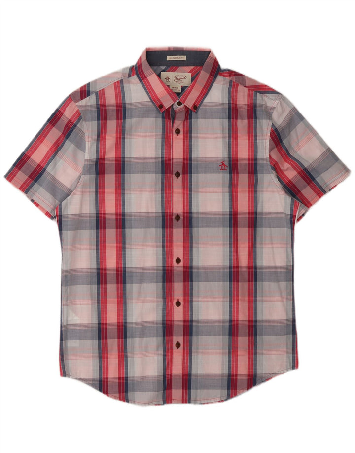 Penguin Mens Heritage Short Sleeve Shirt Medium Multicoloured Plaid