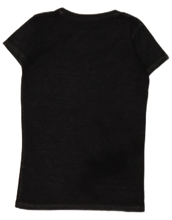 HARD ROCK CAFE Womens Reykjavik Graphic T-Shirt Top UK 6 XS Black Flecked