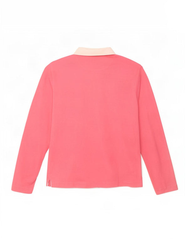 La Martina Mens Long Sleeve Polo Shirt Small Pink Cotton