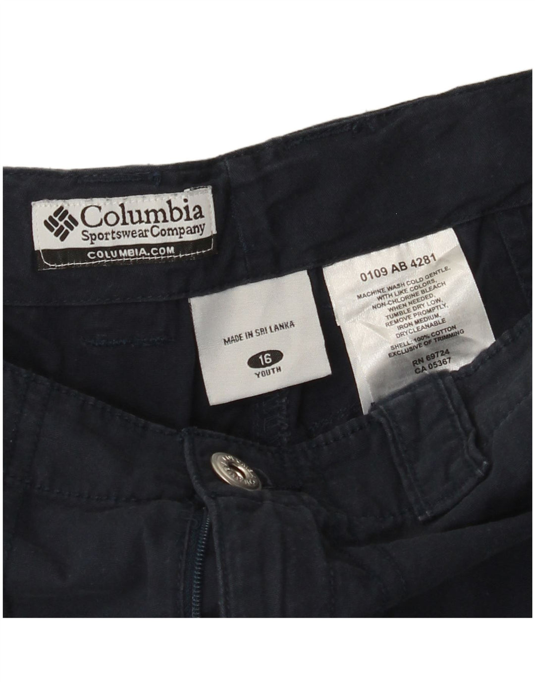 COLUMBIA Boys Cargo Shorts 15-16 Years W26 Navy Blue Cotton
