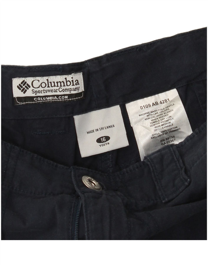 COLUMBIA Boys Cargo Shorts 15-16 Years W26 Navy Blue Cotton