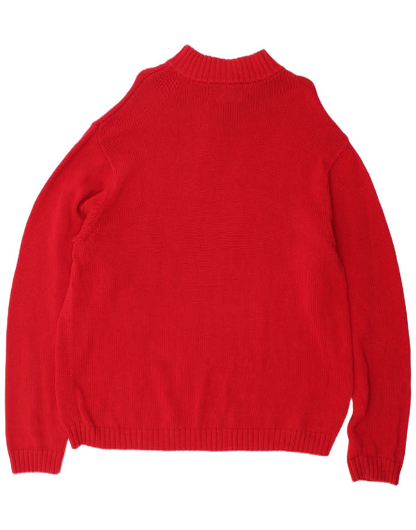 Chaps Mens Zip Neck Jumper Sweater 2XL Red Cotton