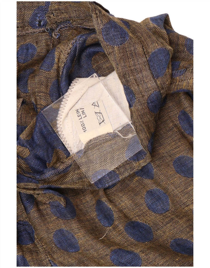 VINTAGE Womens Loose Fit Casual Trousers W26 L29 Beige Polka Dot Linen