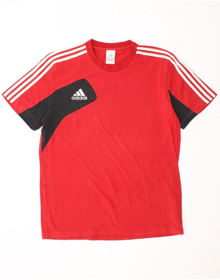 ADIDAS Mens T-Shirt Top UK 42/44 Large Red Colourblock Cotton