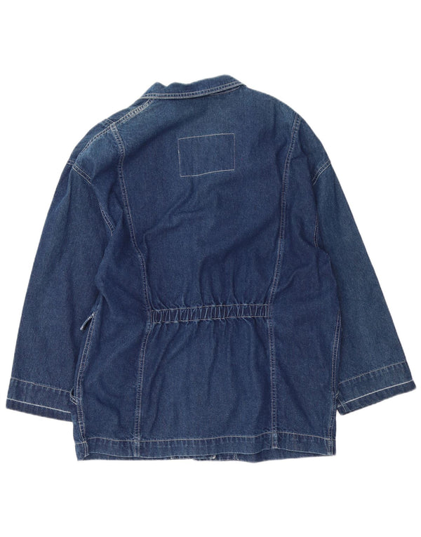 Vintage Womens 3 Button Denim Blazer Jacket UK 16 Large Navy Blue Cotton