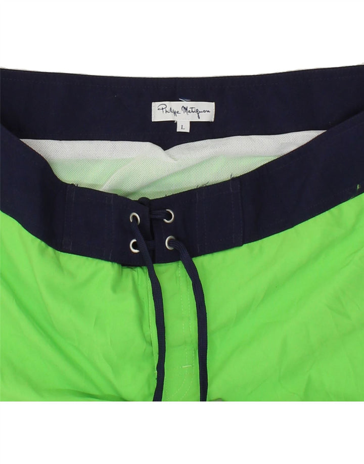 PHILIPPE MATIGNON Mens Swimming Shorts Large Green Colourblock Polyester Vintage Philippe Matignon and Second-Hand Philippe Matignon from Messina Hembry 
