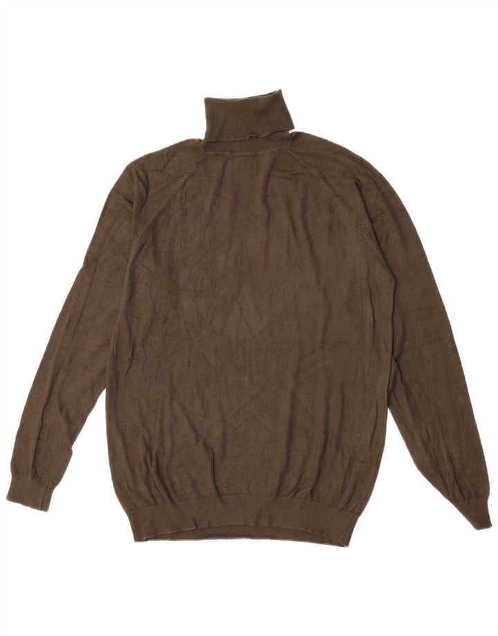 Zara Mens Roll Neck Jumper Sweater Medium Khaki Viscose