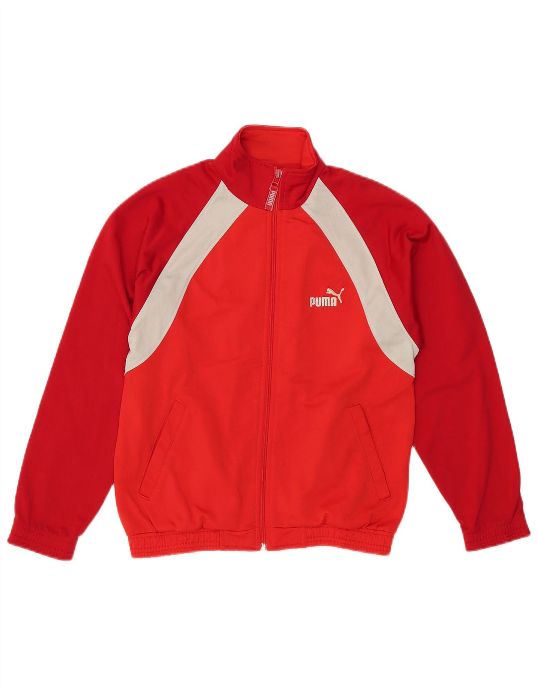 PUMA Boys Tracksuit Top Jacket 9-10 Years Red Colourblock Polyester