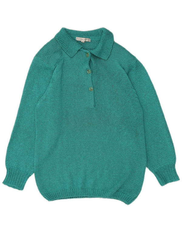 MALINA WONG Womens Polo Neck Jumper Sweater EU 38 Medium Turquoise Viscose