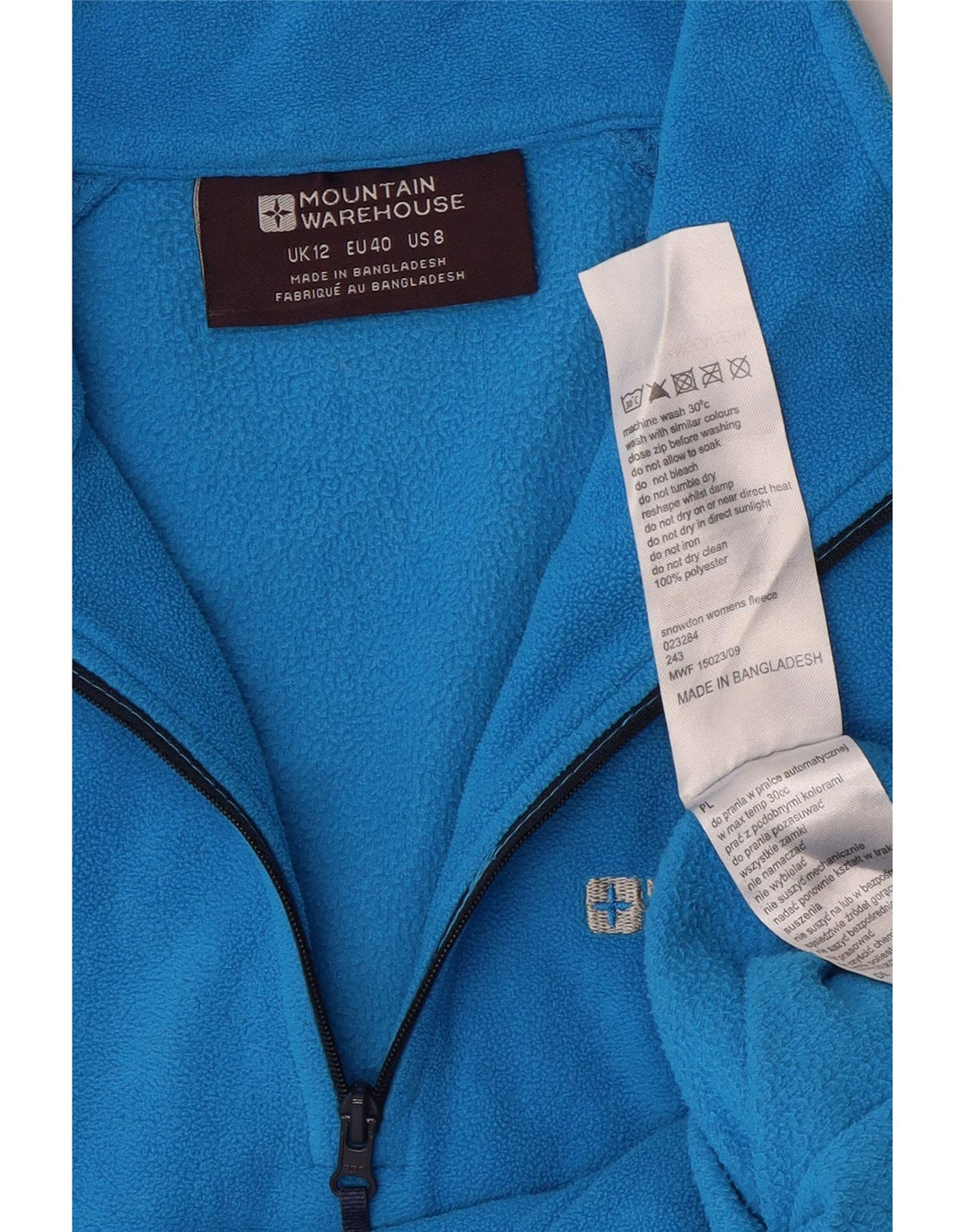Mountain Warehouse Womens Zip Neck Fleece Jumper UK 12 Medium Blue