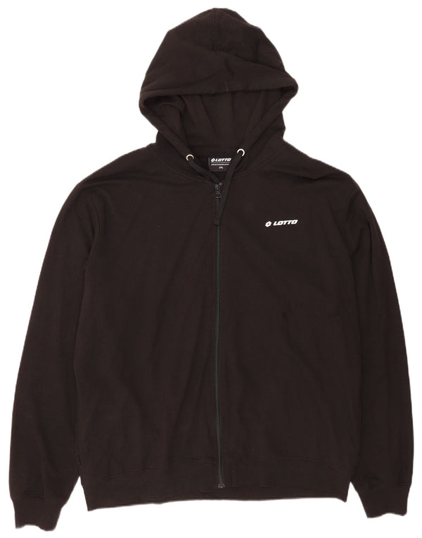 Lotto Mens Zip Hoodie Sweater 2XL Black Cotton