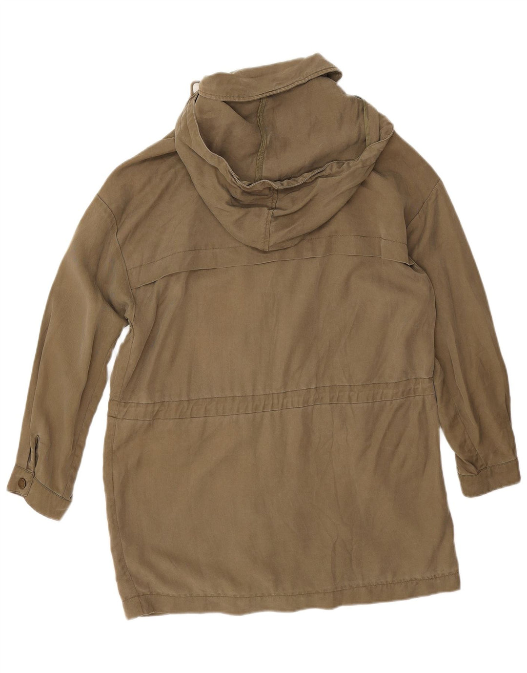 Zara Womens Hooded Oversized Parka Jacket UK 14 Medium Khaki