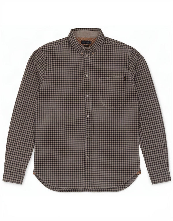 Paul & Shark Mens Standard Fit Shirt Medium Blue Gingham Cotton