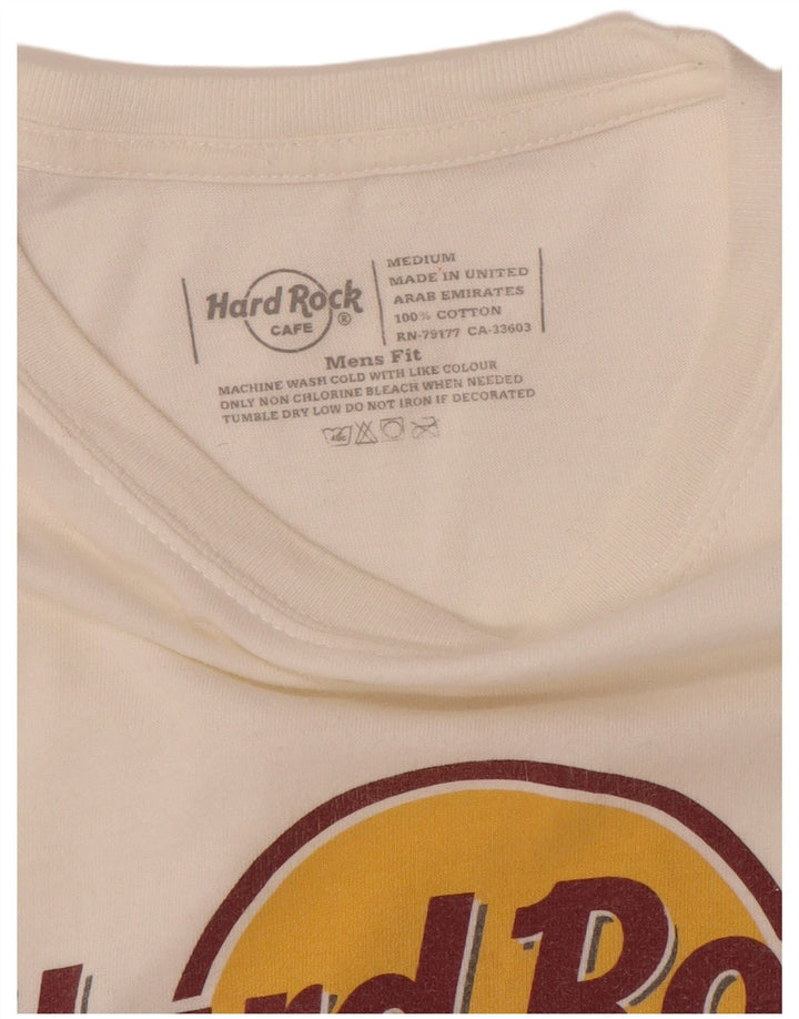 HARD ROCK CAFE Mens London Graphic T-Shirt Top Medium White Cotton