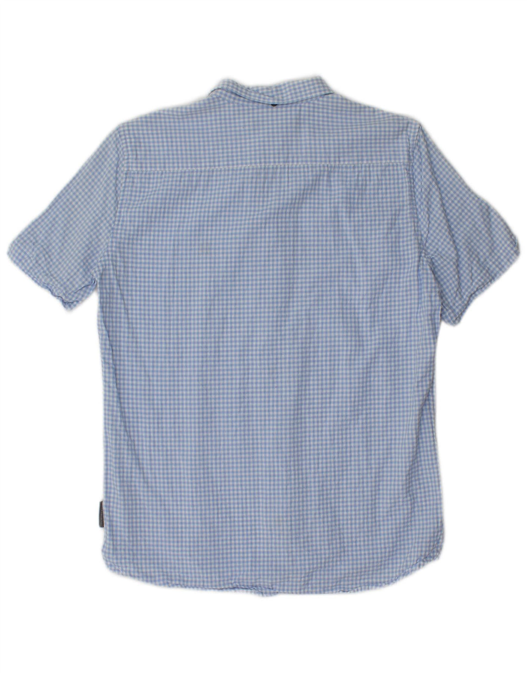 FRENCH CONNECTION Mens Short Sleeve Shirt Small Blue Gingham Cotton