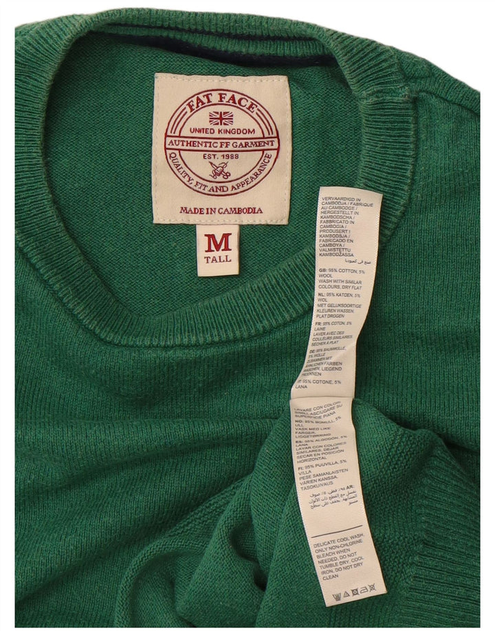 FAT FACE Mens Tall Crew Neck Jumper Sweater Medium Green Cotton