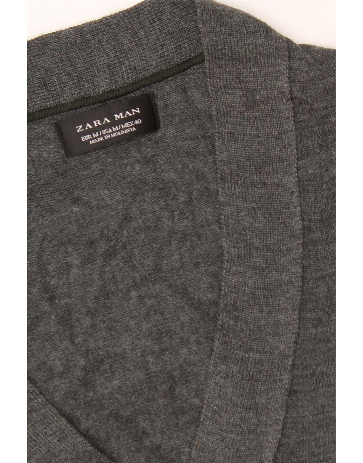 Zara Mens Cardigan Sweater Medium Grey