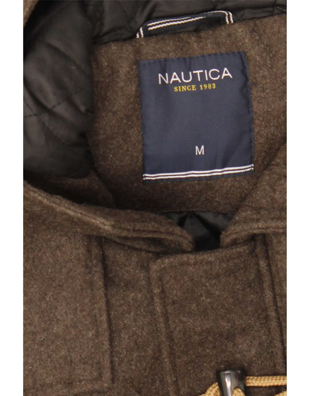 Nautica Mens Hooded Duffle Coat UK 38 Medium Brown Wool