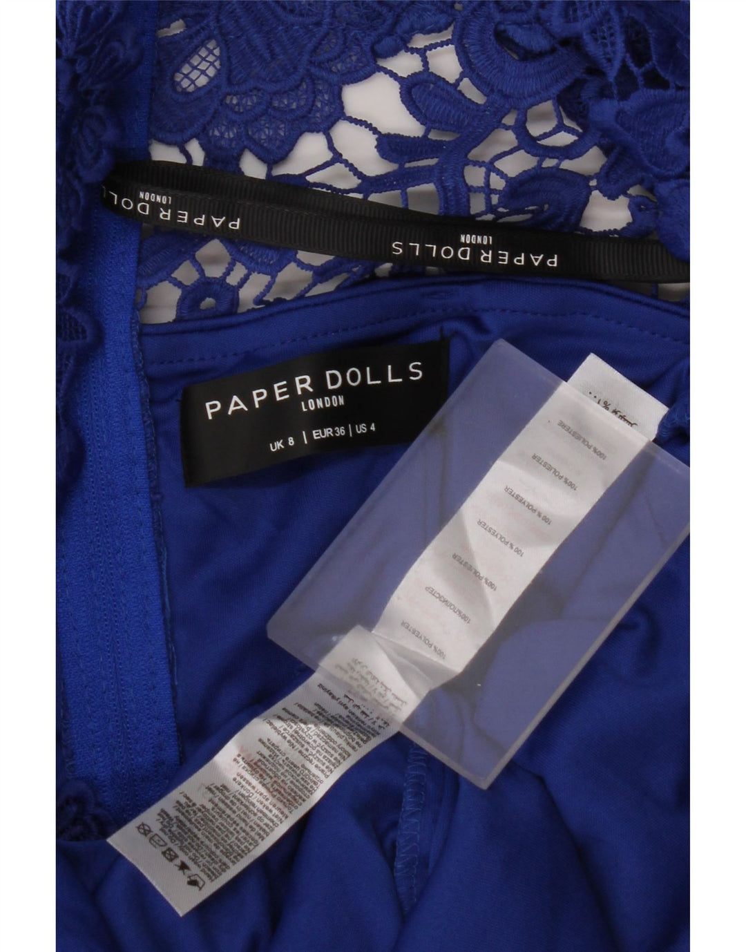 PAPER DOLLS Womens Off Shoulder Dress UK 8 Small Blue Floral Polyester