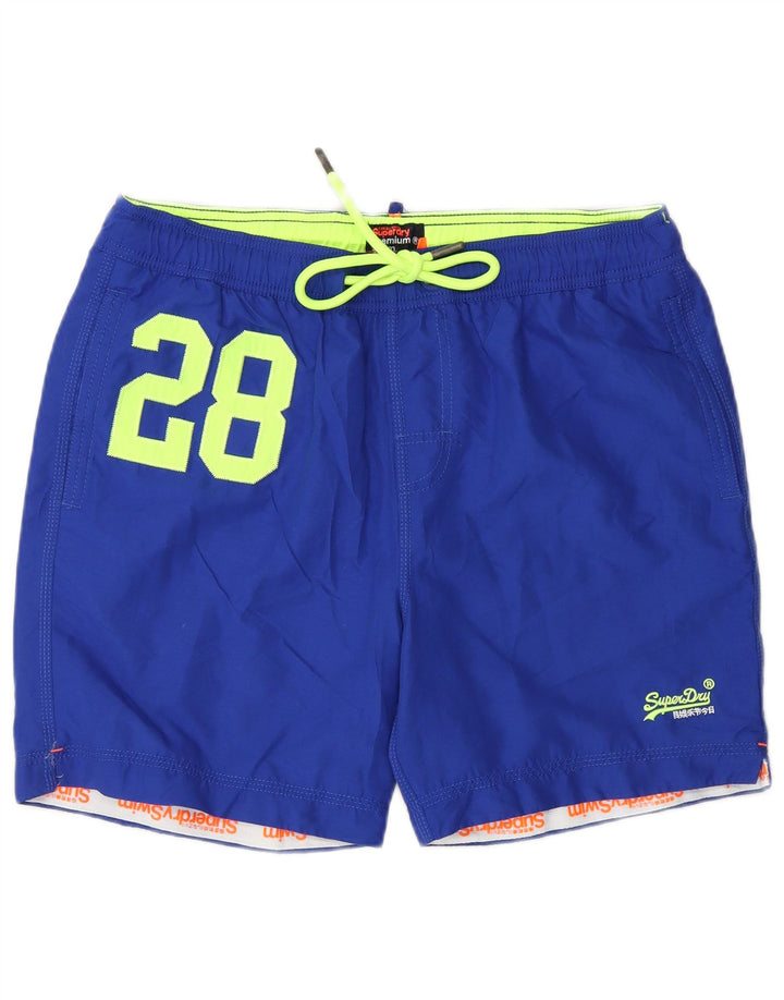 SUPERDRY Mens Graphic Swimming Shorts Large  Blue Polyester