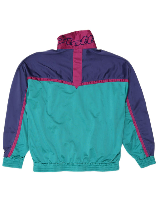 LOTTO Mens Graphic Tracksuit Top Jacket Large Blue Colourblock Polyester