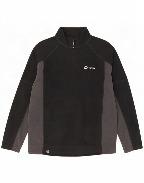Berghaus Mens Zip Neck Fleece Jumper Large Black Colourblock Polyester