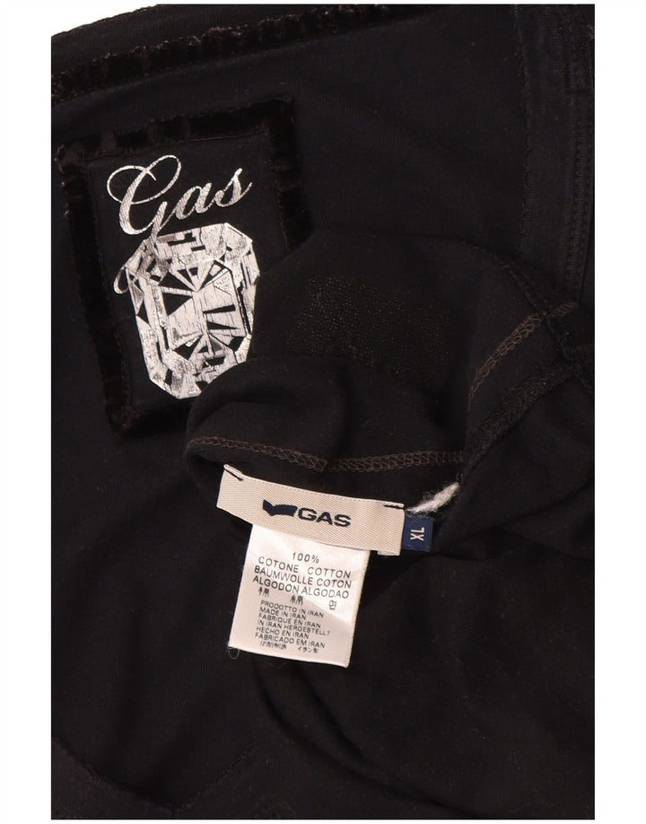 GAS Womens Top Long Sleeve UK 18 XL Black Cotton