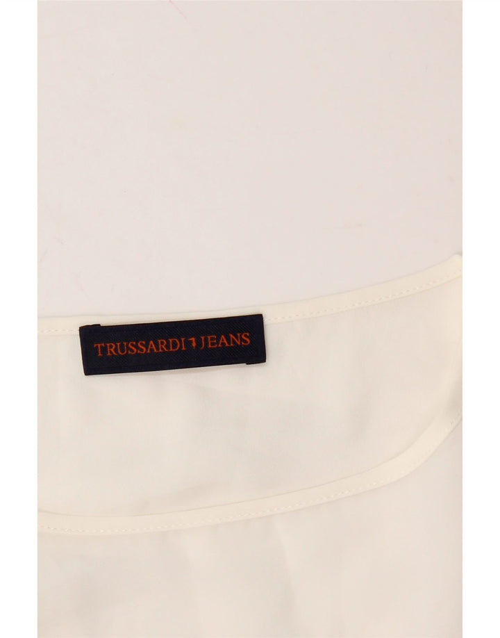 TRUSSARDI Womens Blouse Top IT 40 Small White Polyester Vintage Trussardi and Second-Hand Trussardi from Messina Hembry 