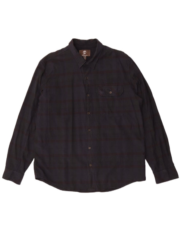 Timberland Mens Slim Fit Shirt 2XL Navy Blue Striped Cotton