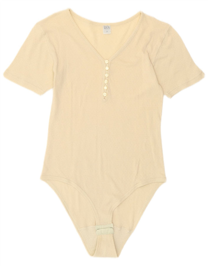 Vintage Womens Bodysuit UK 8 Small Off White