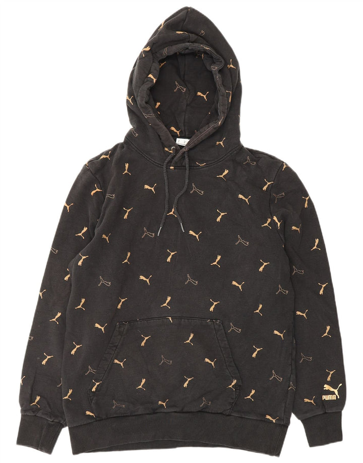 PUMA Mens Graphic Hoodie Jumper Medium Black Cotton