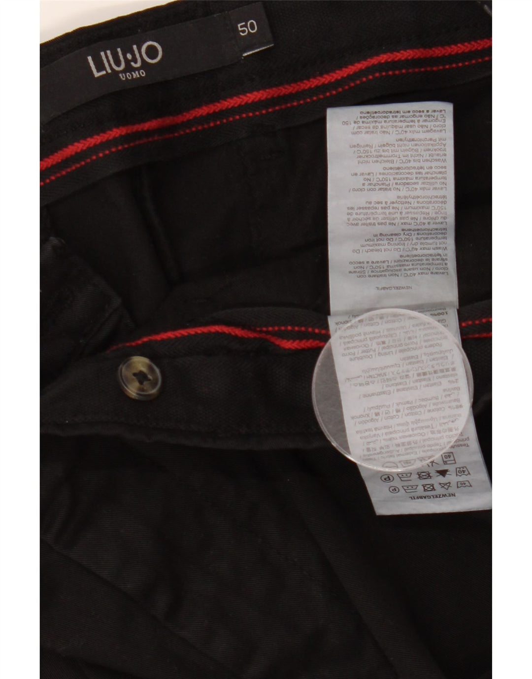 LIU JO Mens Uomo Slim Fit Chino Trousers IT 50 Large W36 L32 Black Cotton