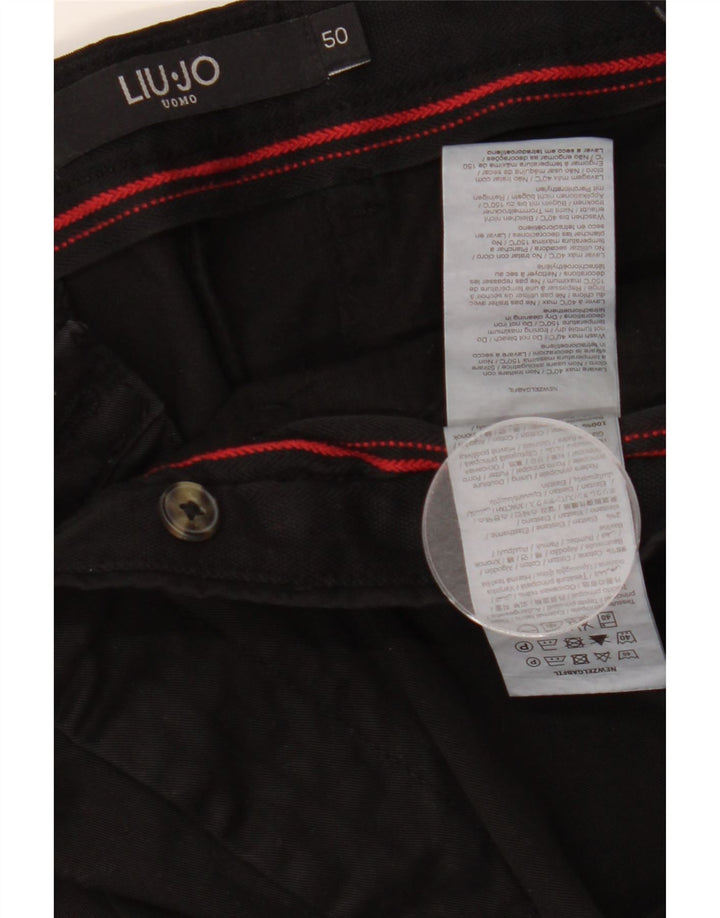 LIU JO Mens Uomo Slim Fit Chino Trousers IT 50 Large W36 L32 Black Cotton