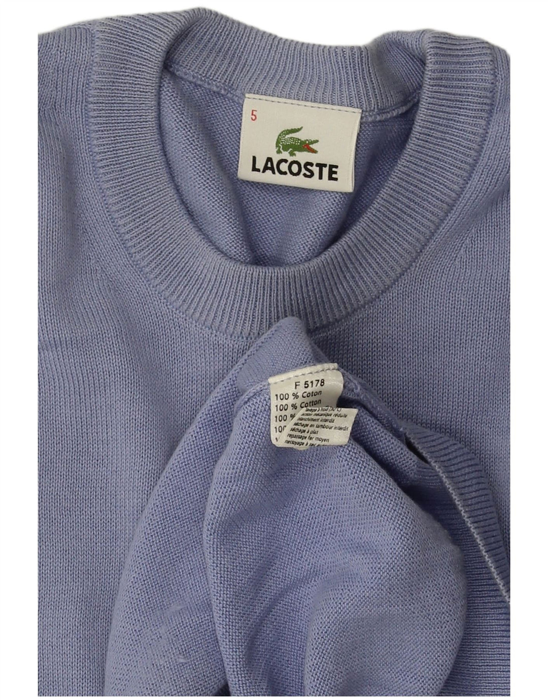 LACOSTE Mens Crew Neck Jumper Sweater Size 5 Large Blue Cotton