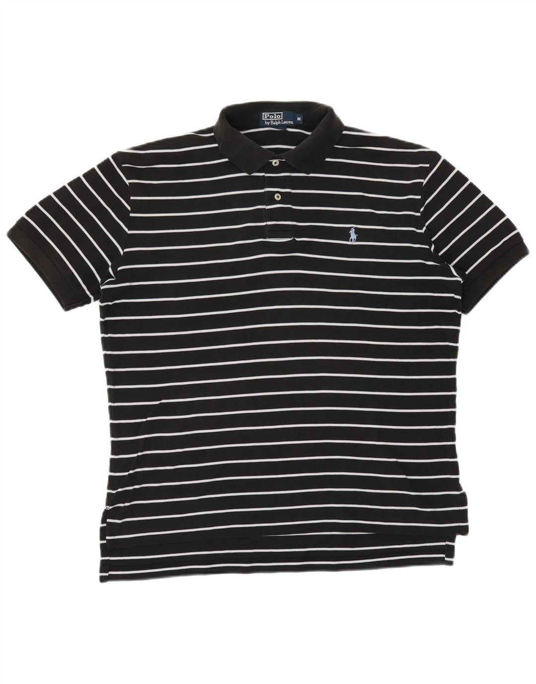 POLO RALPH LAUREN Mens Polo Shirt Medium Black Striped Cotton