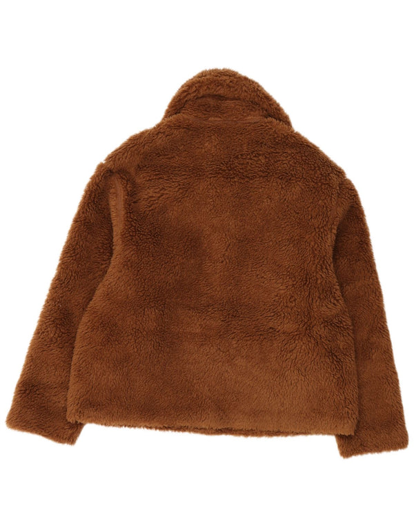 Calvin Klein Jeans Womens Teddy Bear Fleece Jacket UK 10 Small Brown