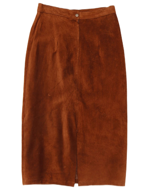 Gitano Womens High Waist Suede Skirt US 7/8 Medium W28  Brown Leather