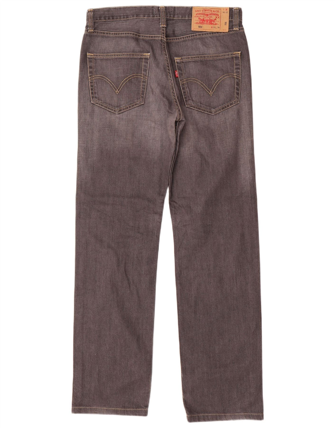 Levi's Mens 501 Straight Jeans W32 L32 Grey Cotton