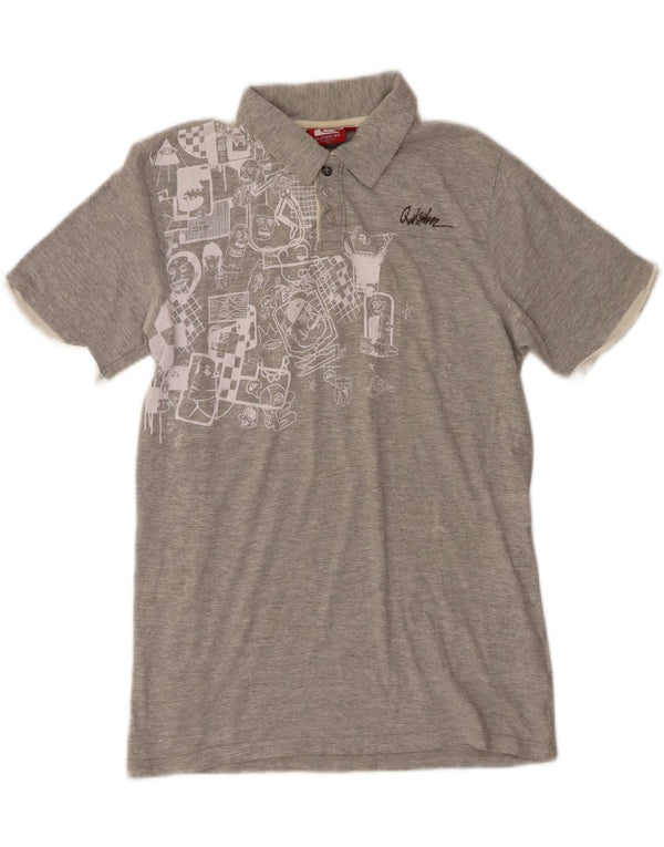 Quiksilver Boys Graphic Polo Shirt 15-16 Years Grey Cotton