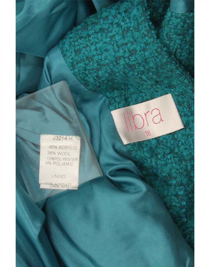 Libra Womens 3 Button Blazer Jacket UK 18 XL Turquoise Acrylic
