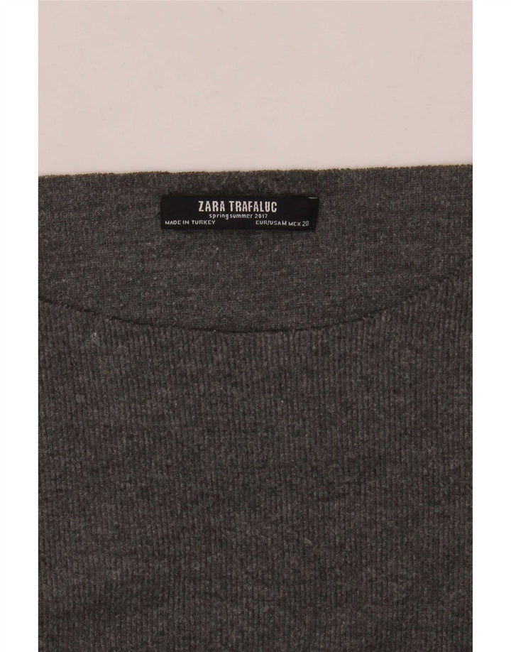 Zara Womens Oversized Top Long Sleeve UK 14 Medium Grey