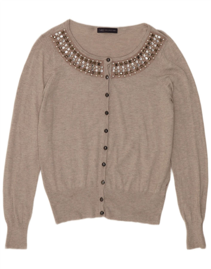 Marks & Spencer Womens Cardigan Sweater UK 14 Medium Grey Viscose