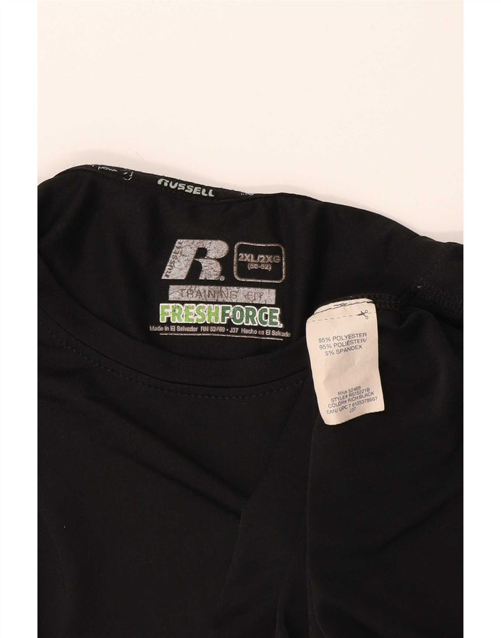 Russell Athletic Mens Dri-Power T-Shirt Top 2XL Black Polyester