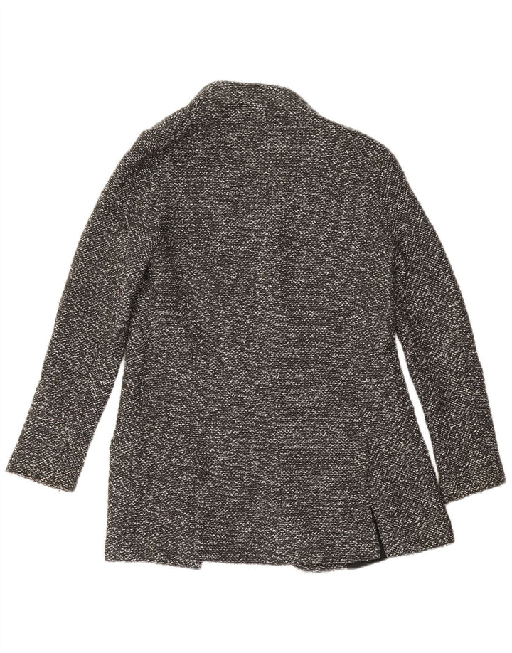 Zara Womens Longline Open Blazer Jacket UK 10 Small Grey Flecked