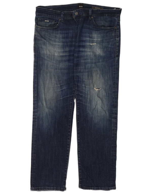 Hugo Boss Womens Regular Straight Jeans W36 L32 Blue Cotton