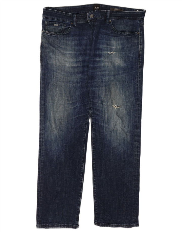 Hugo Boss Womens Regular Straight Jeans W36 L32 Blue Cotton